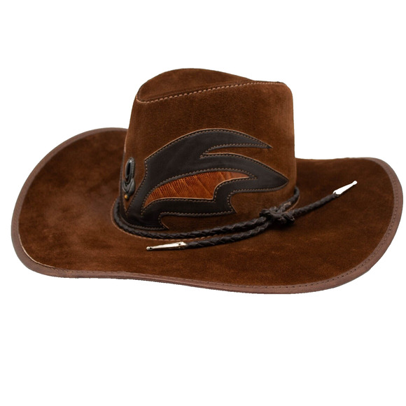 San Zeno Accessories - Vintage San Zeno Cowboy Western Festival Hat Brown Suede Leather SIZE M